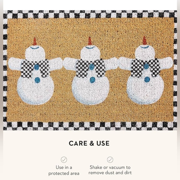 MACKENZIE-CHILDS Entrance / Welcome Mat with Dancing Snowman NEW - Picture 3 of 4